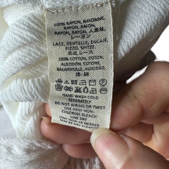 Free People Katie Bird button down top L Large white - Picture 8 of 9